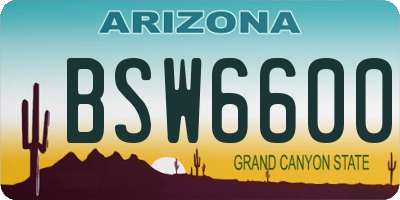 AZ license plate BSW6600