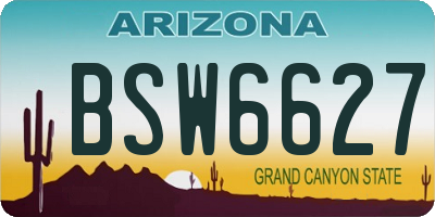 AZ license plate BSW6627