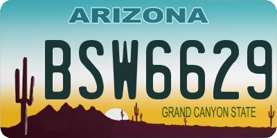 AZ license plate BSW6629