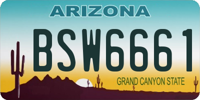 AZ license plate BSW6661