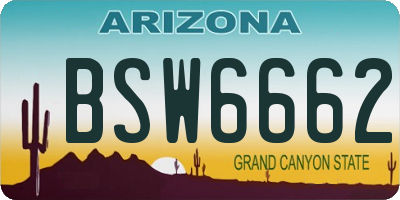 AZ license plate BSW6662