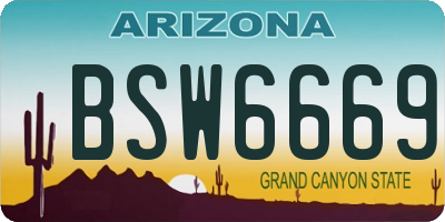 AZ license plate BSW6669