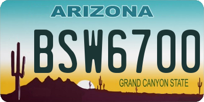 AZ license plate BSW6700