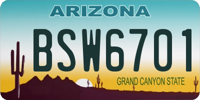 AZ license plate BSW6701