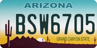AZ license plate BSW6705