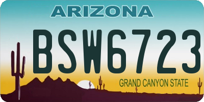 AZ license plate BSW6723