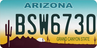 AZ license plate BSW6730