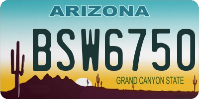 AZ license plate BSW6750