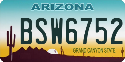 AZ license plate BSW6752