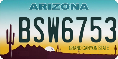AZ license plate BSW6753