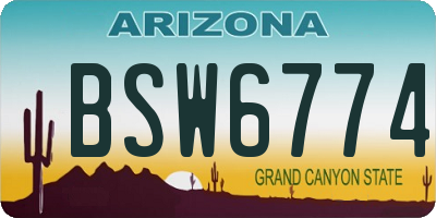 AZ license plate BSW6774