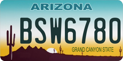 AZ license plate BSW6780