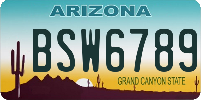 AZ license plate BSW6789