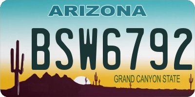 AZ license plate BSW6792