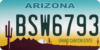 AZ license plate BSW6793