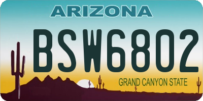 AZ license plate BSW6802