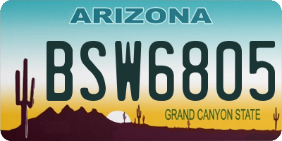 AZ license plate BSW6805