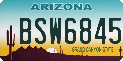 AZ license plate BSW6845