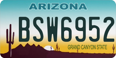 AZ license plate BSW6952