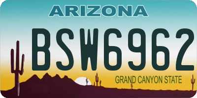 AZ license plate BSW6962