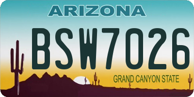 AZ license plate BSW7026