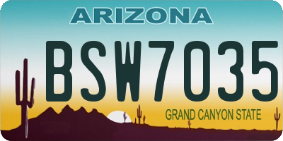 AZ license plate BSW7035