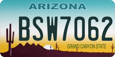 AZ license plate BSW7062
