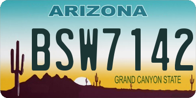 AZ license plate BSW7142