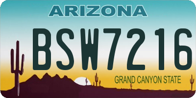 AZ license plate BSW7216
