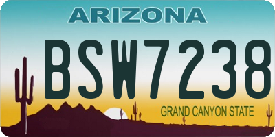 AZ license plate BSW7238