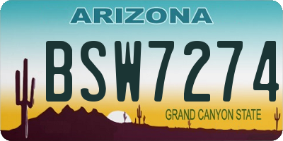 AZ license plate BSW7274