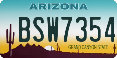 AZ license plate BSW7354