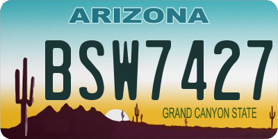 AZ license plate BSW7427