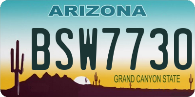 AZ license plate BSW7730