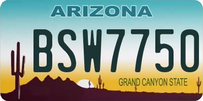 AZ license plate BSW7750