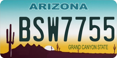 AZ license plate BSW7755