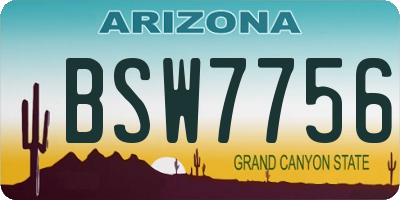 AZ license plate BSW7756