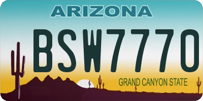 AZ license plate BSW7770