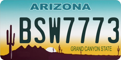 AZ license plate BSW7773