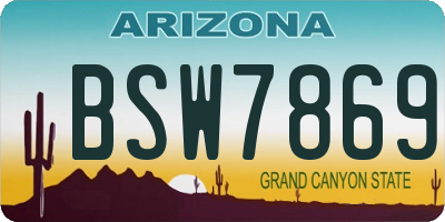 AZ license plate BSW7869