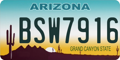 AZ license plate BSW7916