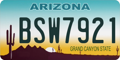 AZ license plate BSW7921