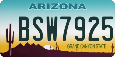 AZ license plate BSW7925