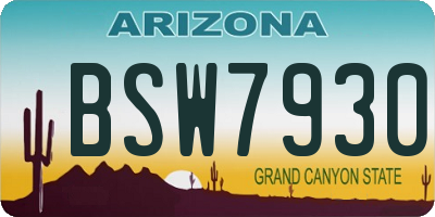 AZ license plate BSW7930