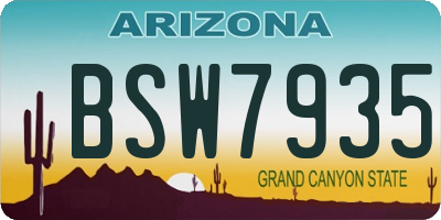 AZ license plate BSW7935