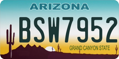 AZ license plate BSW7952