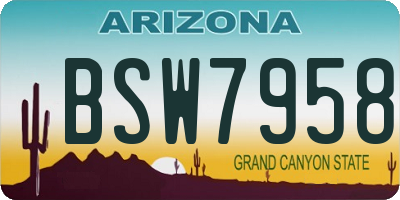 AZ license plate BSW7958