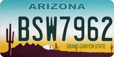 AZ license plate BSW7962