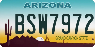 AZ license plate BSW7972