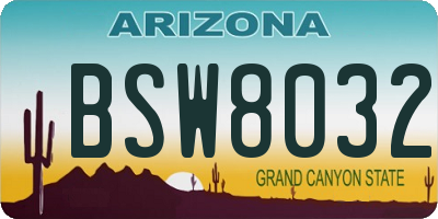 AZ license plate BSW8032